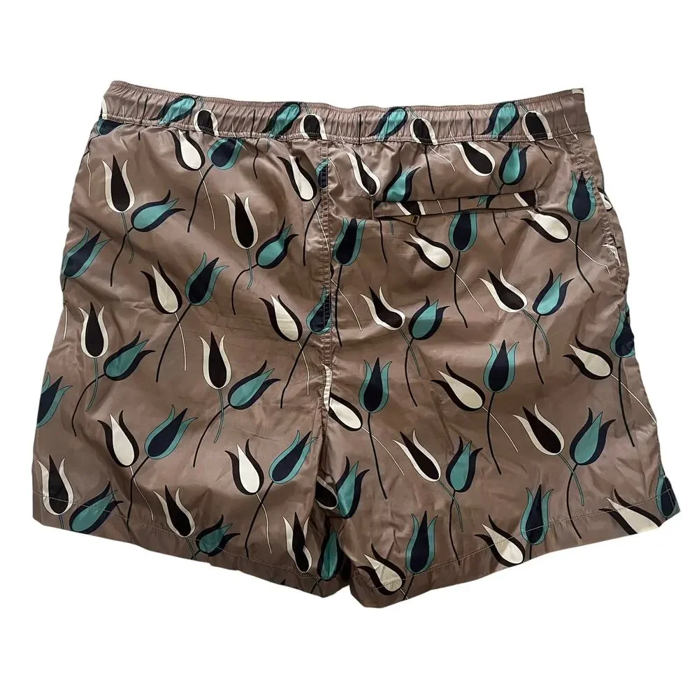 15-74 VALENTINO Men's Tulip Swim Trunks Board Shorts Brown IT44/US34/XS
